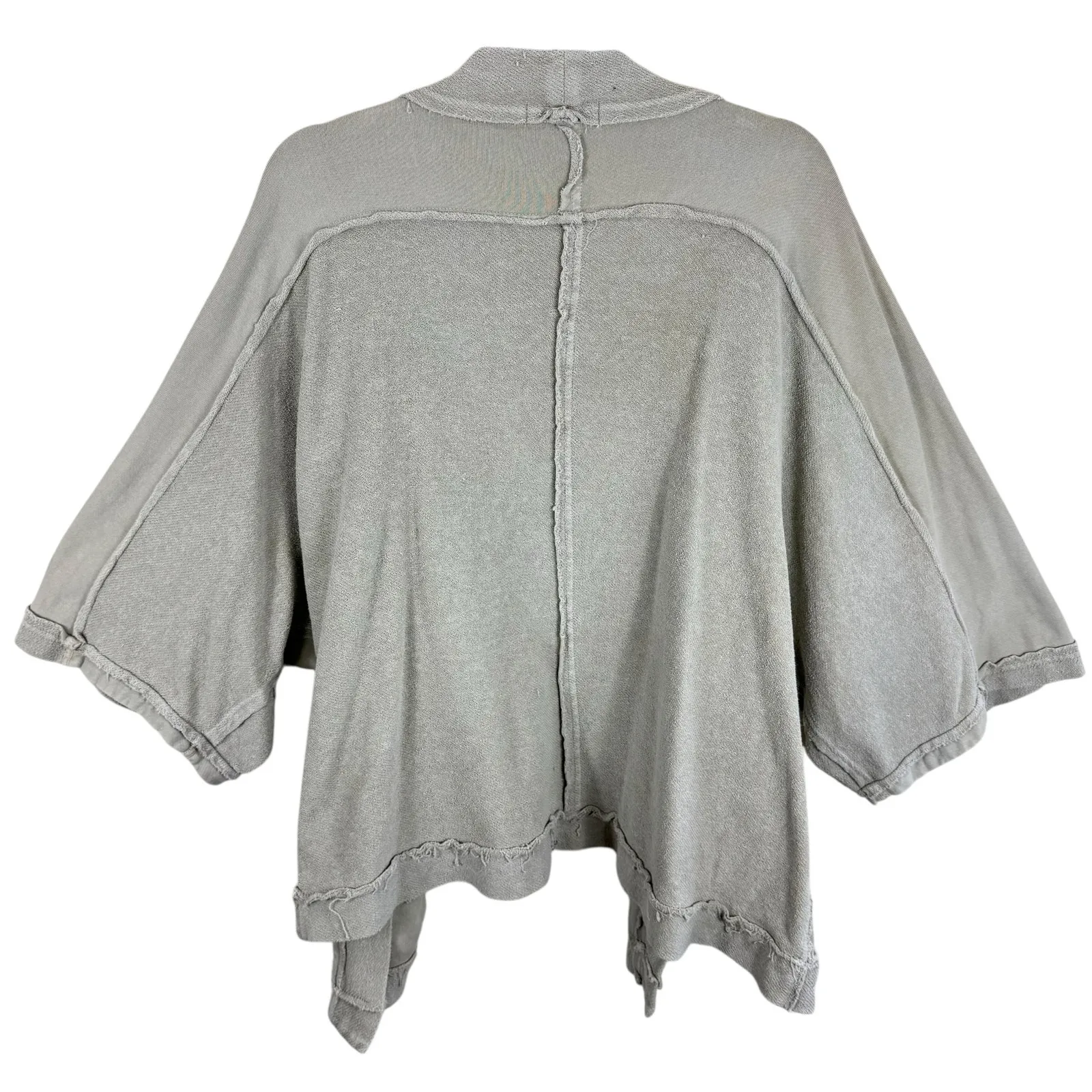Gilded Intent Tan Terry Cloth Open Slouchy Oversized Relaxed Sleeve Sweatshirt M - Image 2
