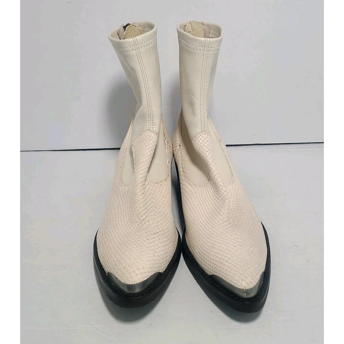 Free People Grand Teton Cowboy Boots Womens Western Rustic‎ Boho Off White 39 - Image 5