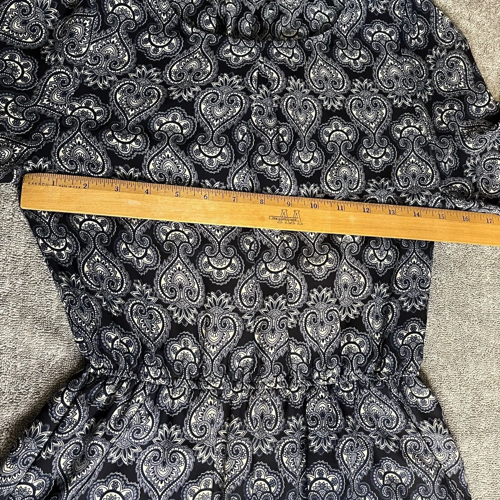 Stitch Fix Dress Papermoon Long Sleeve Pockets Print Navy White Fitted Waist - Image 4