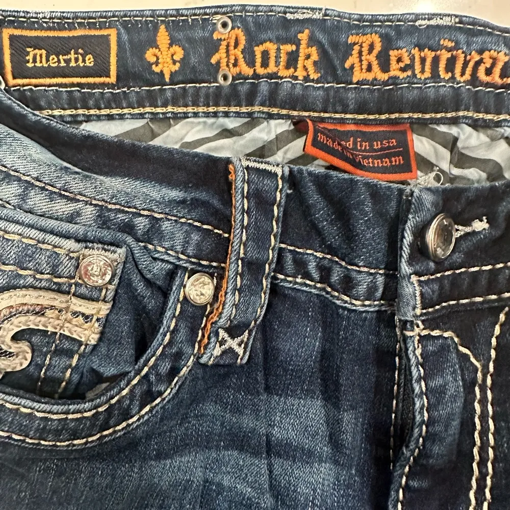 Rock Revival Mertie Easy Straight Stretch Jeans Bling Embellished Size 26 - Image 9