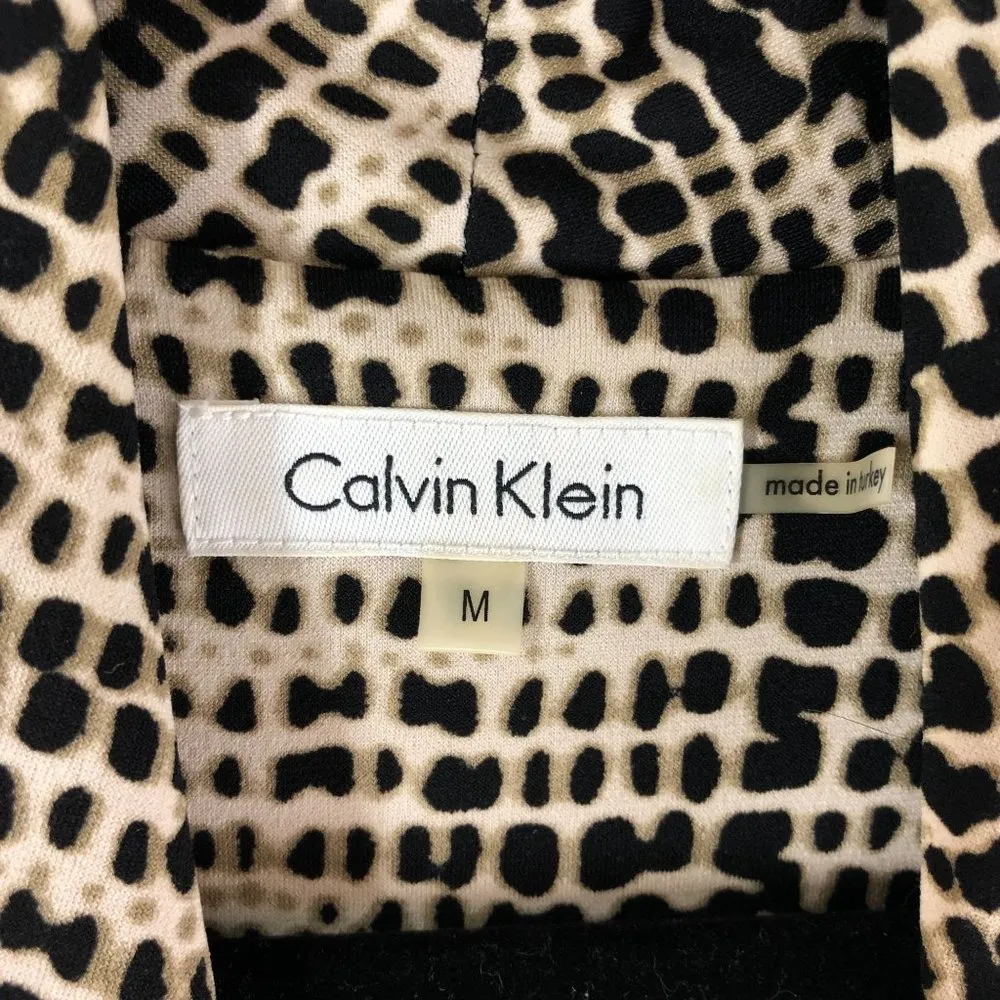 Calvin Klein Womens Jumpsuit Sleeveless Draped V Neck Snake Print Beige Black M - Image 3