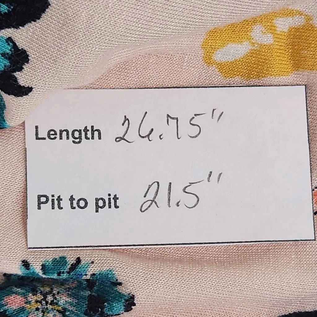 Style & Co. Pink Floral Short-Sleeve Tee with Handkerchief Hem Size Large - Image 10