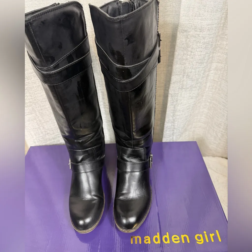 Madden Girl “Calinda” Quilted Knee-High Riding Boots – Black, Size 7.5 - Image 3