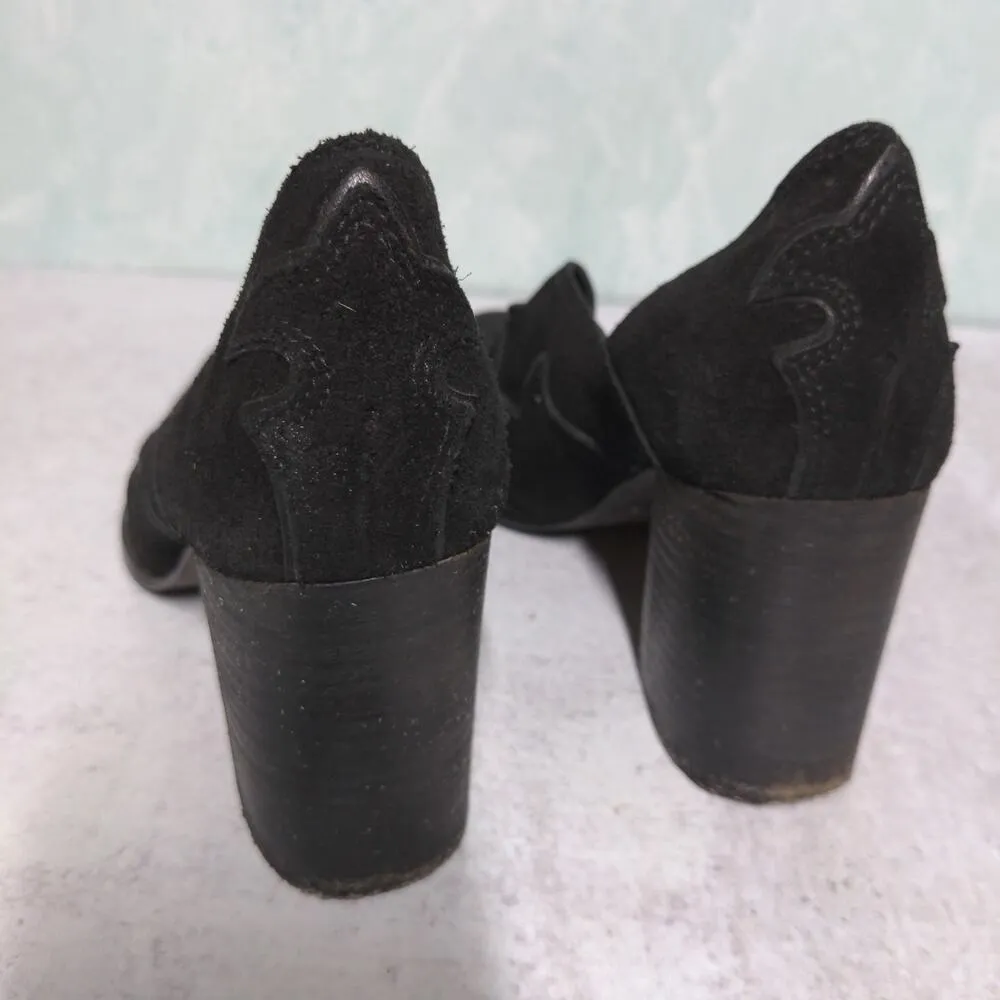 Free People Black Suede Alamo Slip On Western Booties - Size 37 (6.5) - Image 9