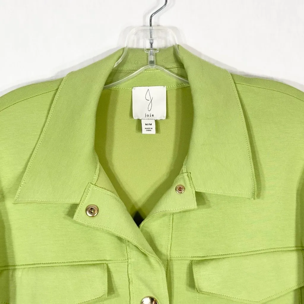 Joie  Medium Jacket Bright Green Snap Closures Collar Stretch Solid Knit‎ 591 - Image 4