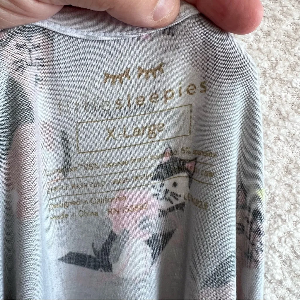 Little Sleepies Women’s Bamboo Gray Cats Pajama Shirt Size X Large - Image 2
