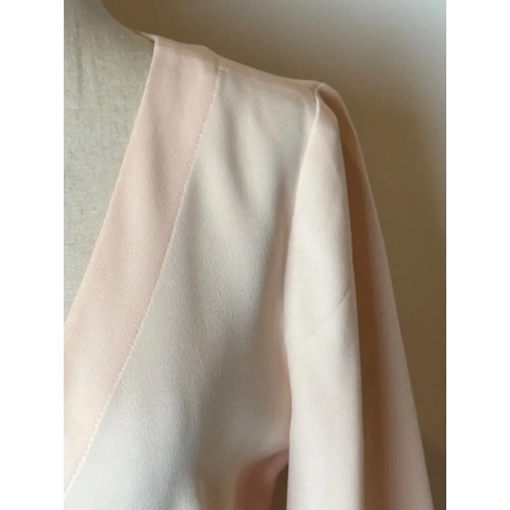 J. Crew Pale Pink Surplice V Neckline Puff‎ Blouson Sleeve Peplum Blouse Size 0 - Image 6