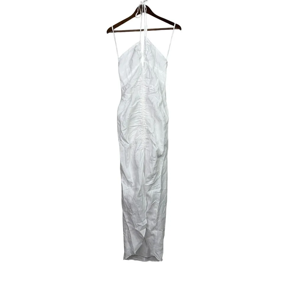 NWT Rumer Estelle Sleeveless Strappy Halter Maxi Dress Front Cutout L White - Image 12