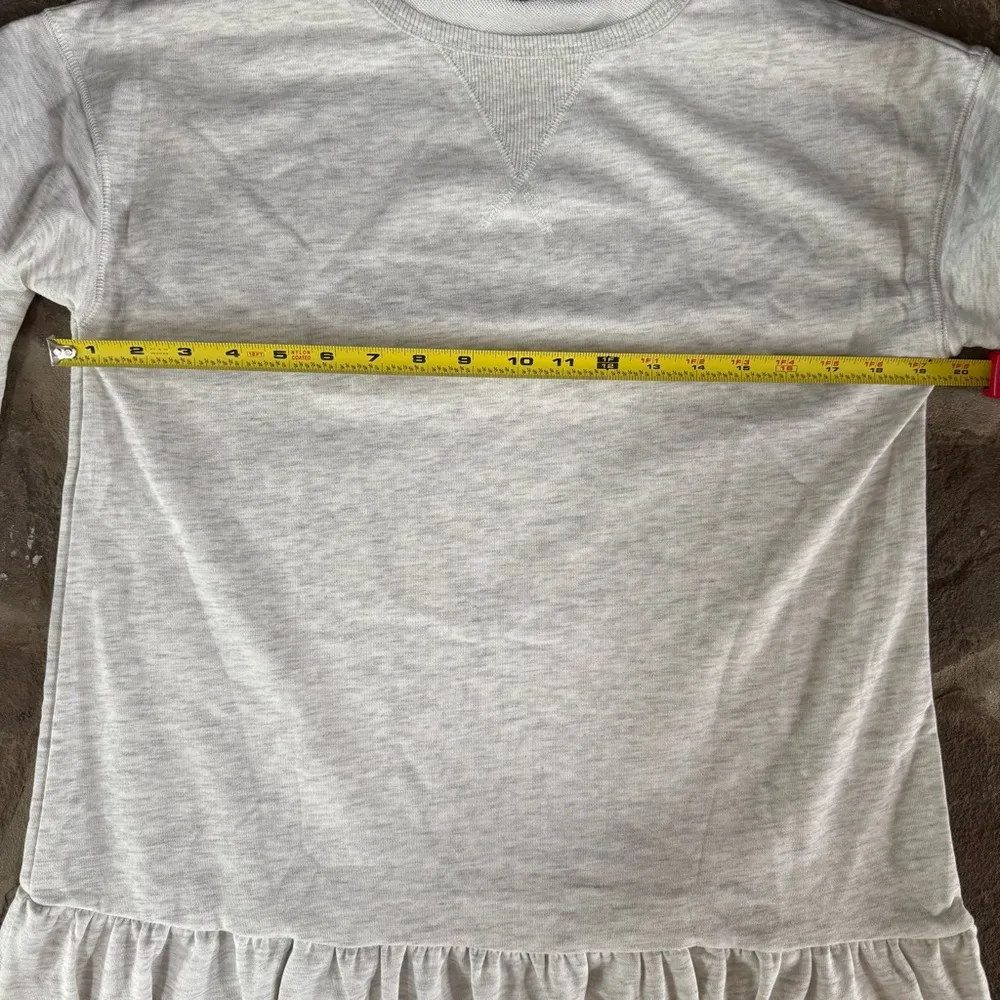 Boutique Ruffled Mini Dress oatmeal cream beige crewneck oversized S Gray - Image 5