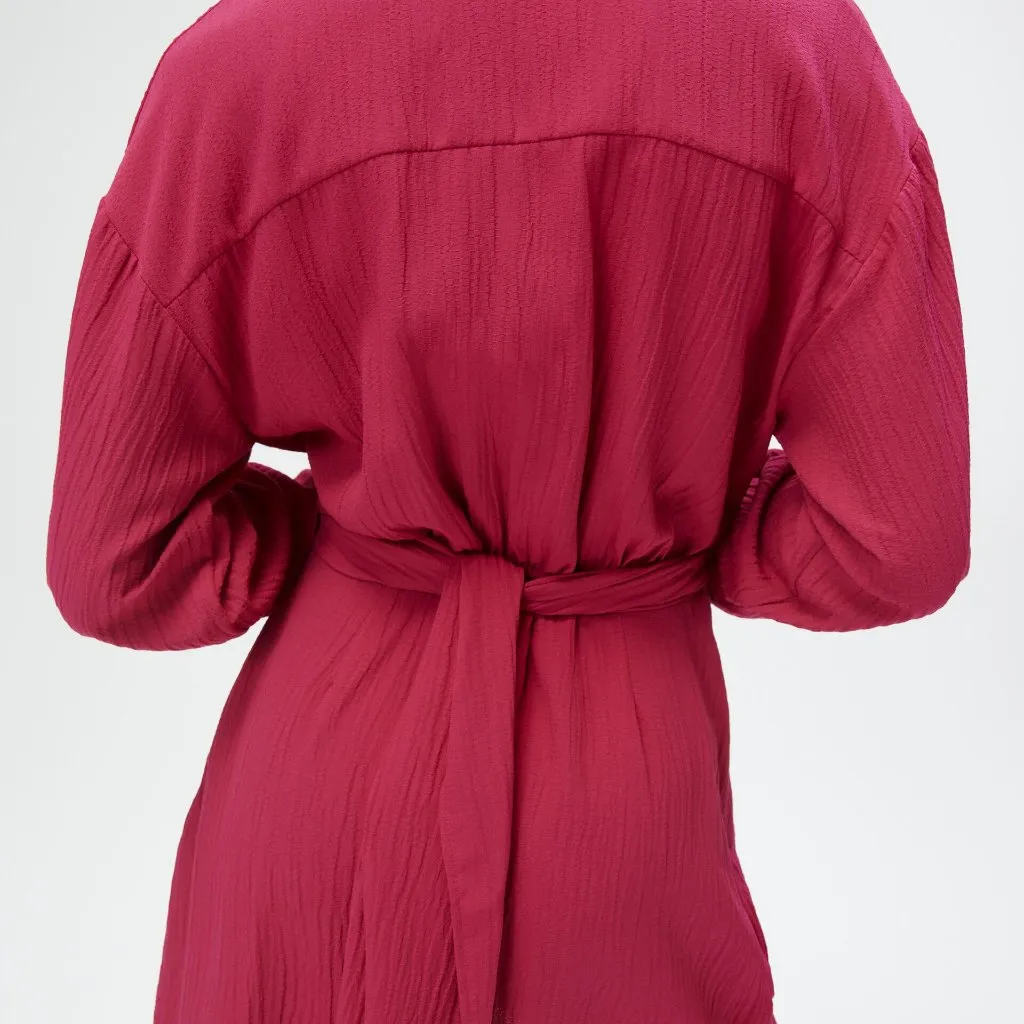 NWT ZARA BELTED MINI WRAP DRESS FUCHSIA / PINK MEDIUM - Image 7