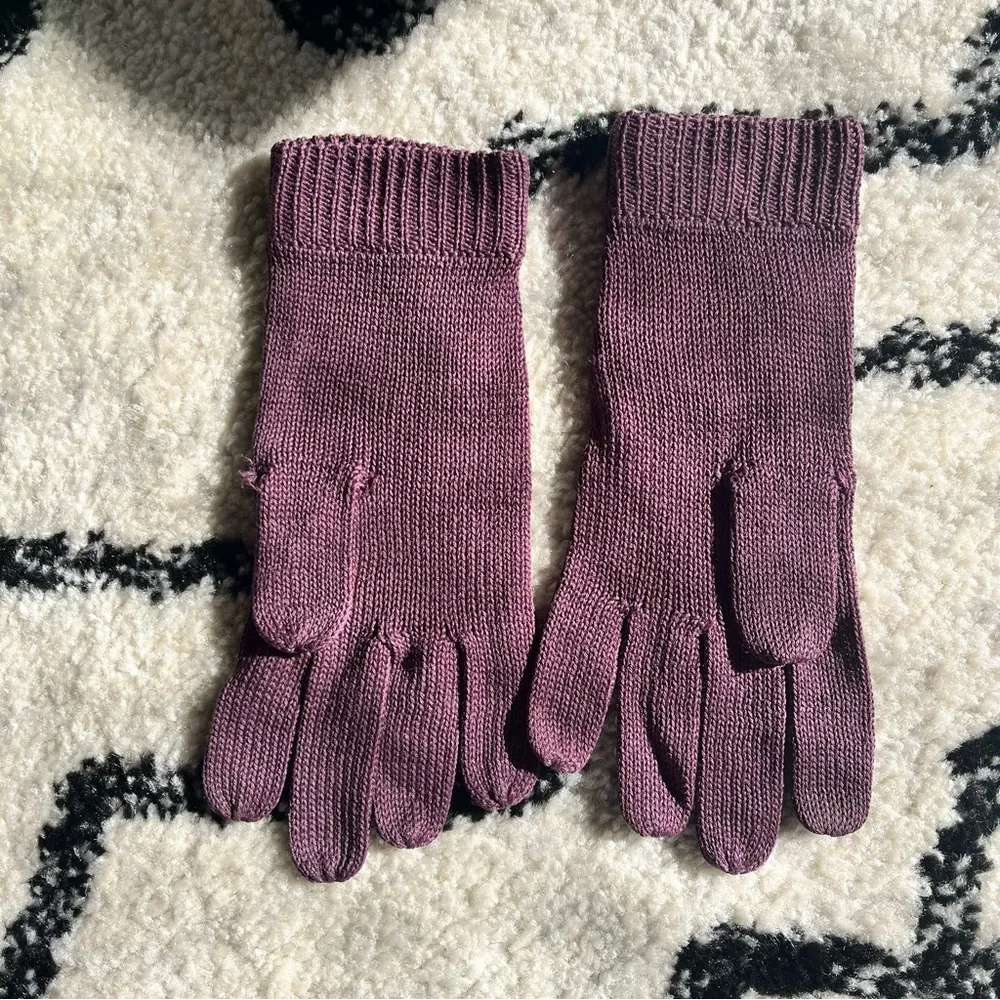 French Connection Purple Wool Blend Knit Gloves Size S/M - Image 3