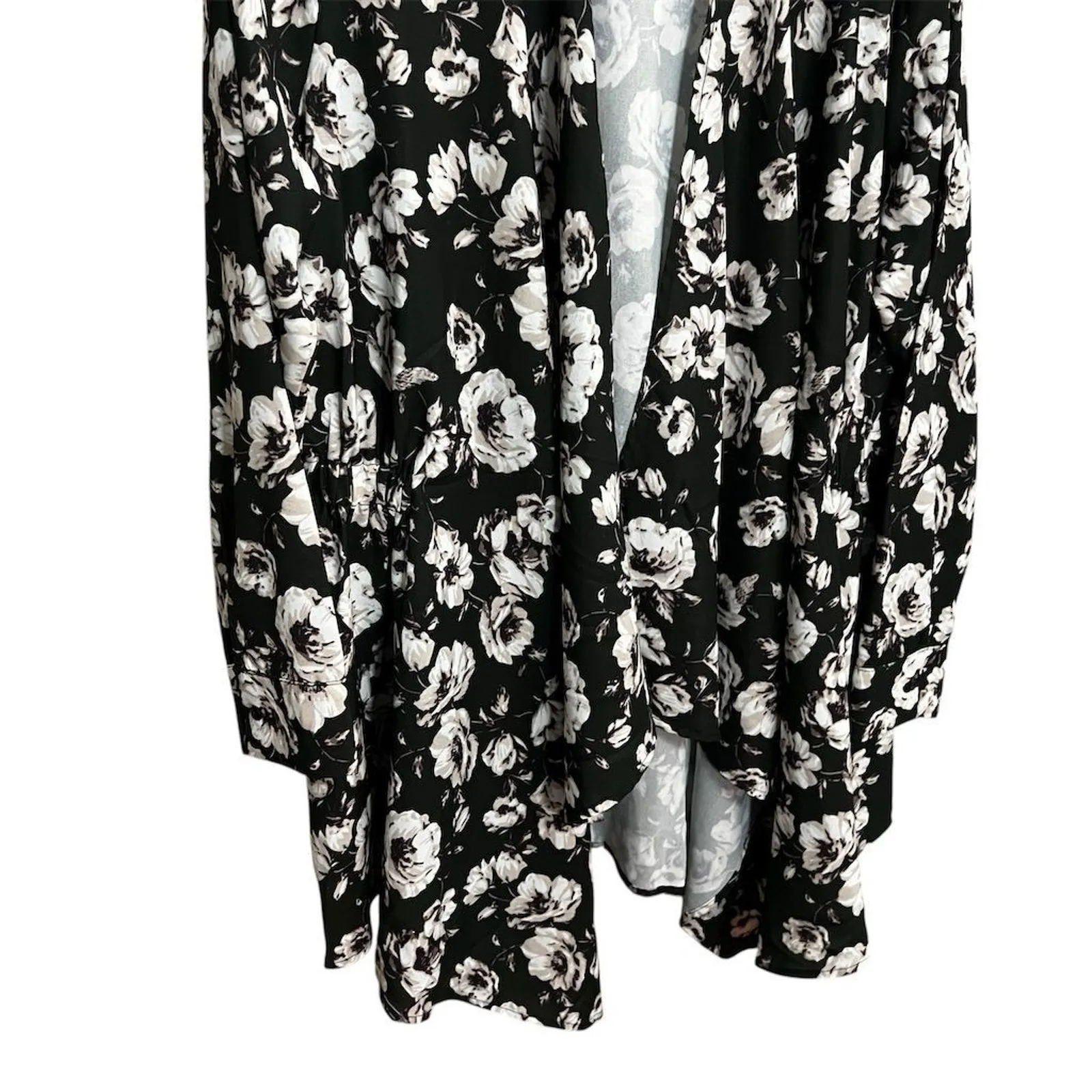 Kate & Mallory XL Floral Lightweight Jacket Topper Green Open Front Long Sleeve - Image 3