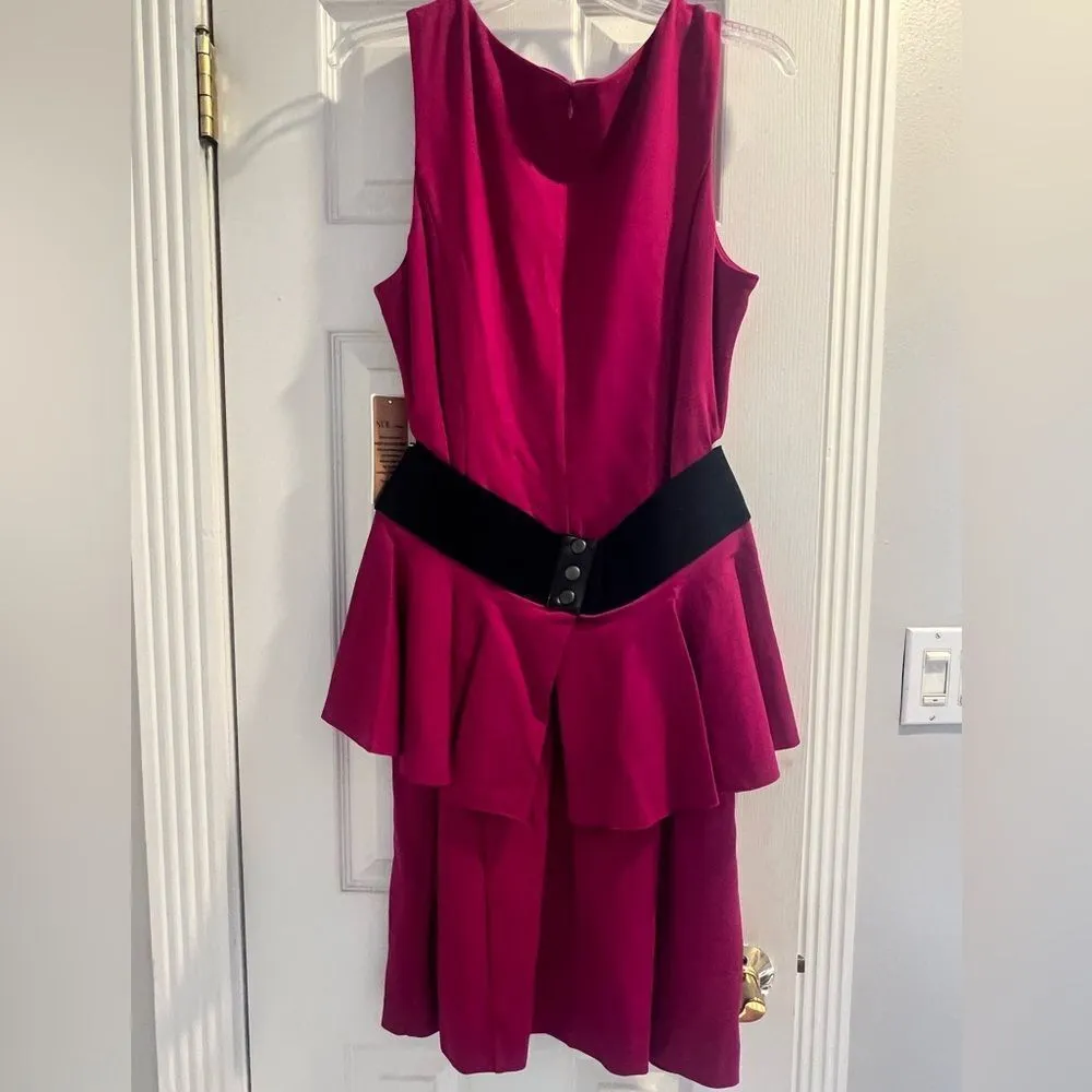 NWT Nue By Shani Sleeveless Jersey Sheath dress with removable peplum in size 12 Pink - Image 9