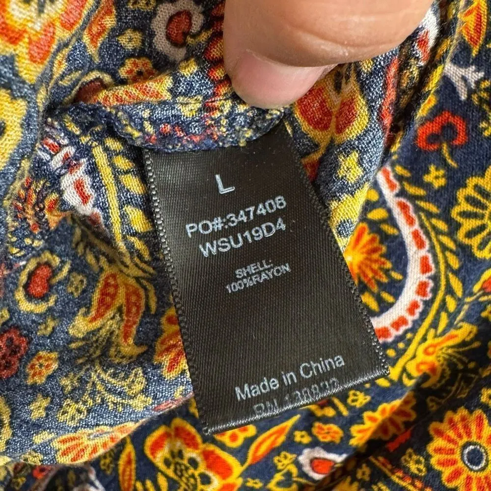 Shyanne Colorful Blue Red Yellow Paisley Floral Mini Dress/Top Large - Image 7