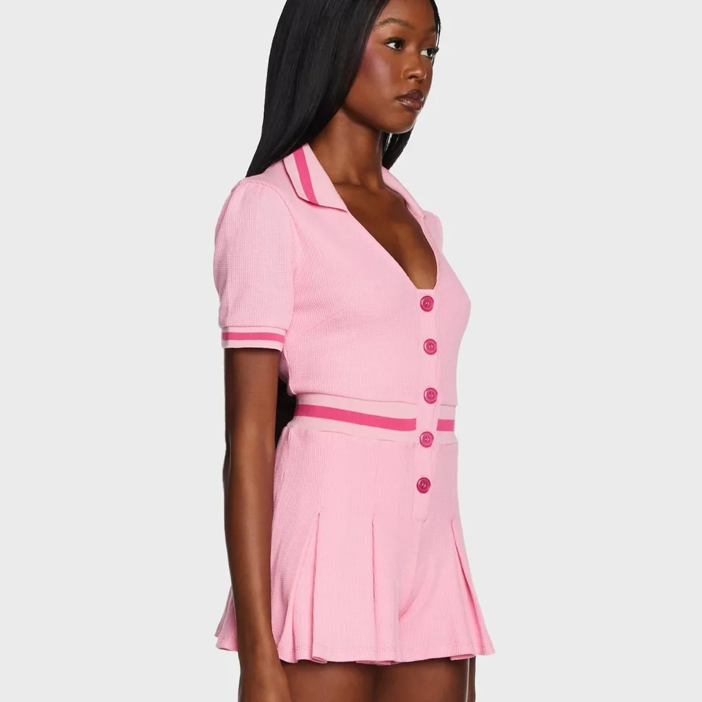 Sugar Thrillz Skipping Beats Knit Pink Romper - Image 3