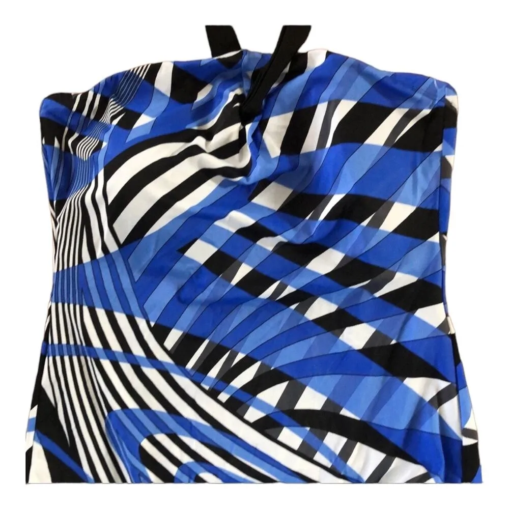 NWT Longitude Woman Halterneck swimsuit ib blue & white size 20 W - Image 3