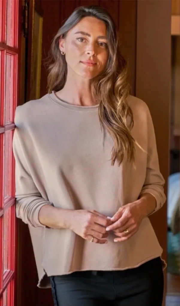 Frank & Eileen Anna Long Sleeve Capelet Sweatshirt Biscotti medium - Image 1