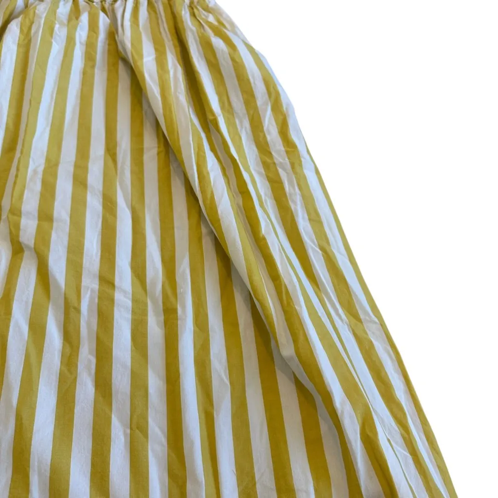 A New Day Yellow White Striped Maxi Dress Sundress Strapless Cotton Size Medium - Image 5