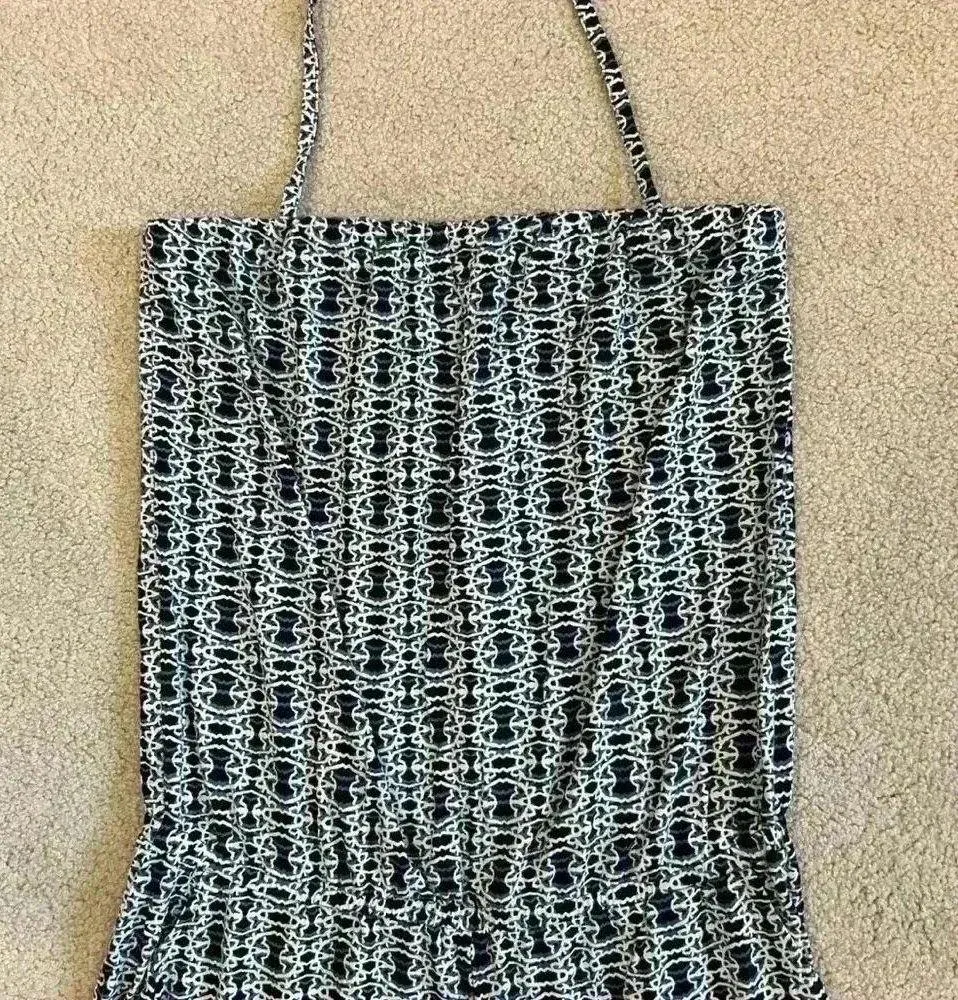 CAbi  navy, white & black scroll print Romper in size small - Image 3