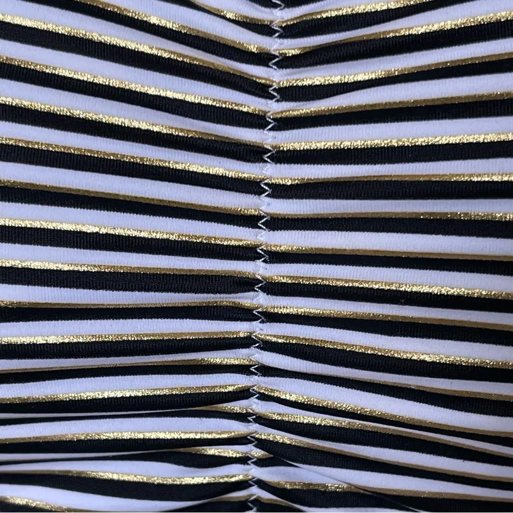 Soma Bandeau Tankini Swim Top Women’s Size 34B Striped Convertible Straps Ruched - Image 10