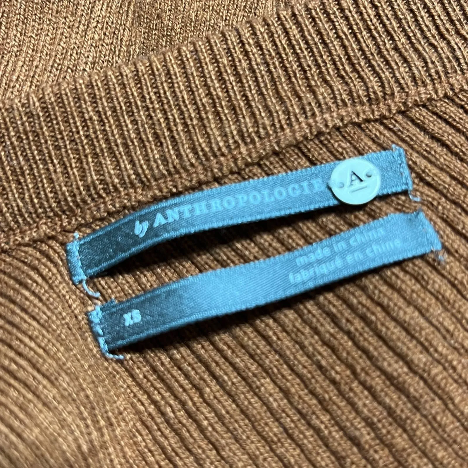 Anthropologie Vanessa Ribbed Knit Poncho Sweater Women Honey XS NWT - Image 4