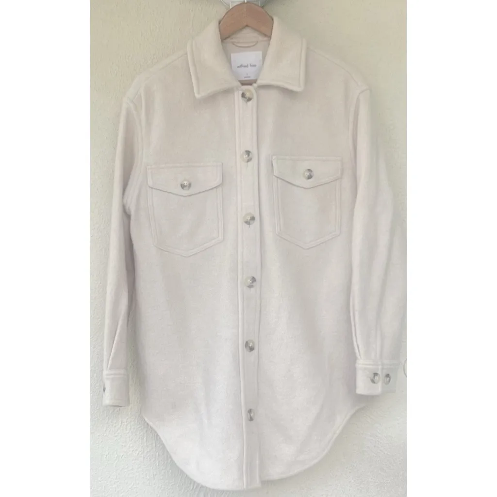 Wilfred Free Ganna Merino Wool Cream Shacket Jacket Shirt Birch Women’s Medium - Image 4