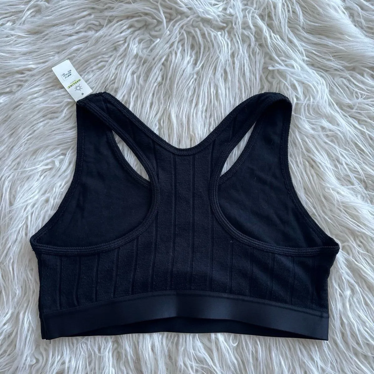 Aerie Cozy Class Ribbed Knit Sports Bra True Black Size Large - Image 4