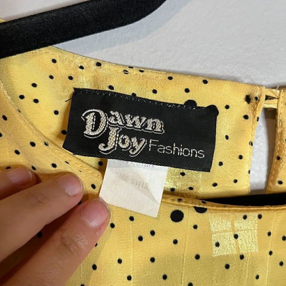 Vintage yellow and black patterned dress Size 12 - Image 3