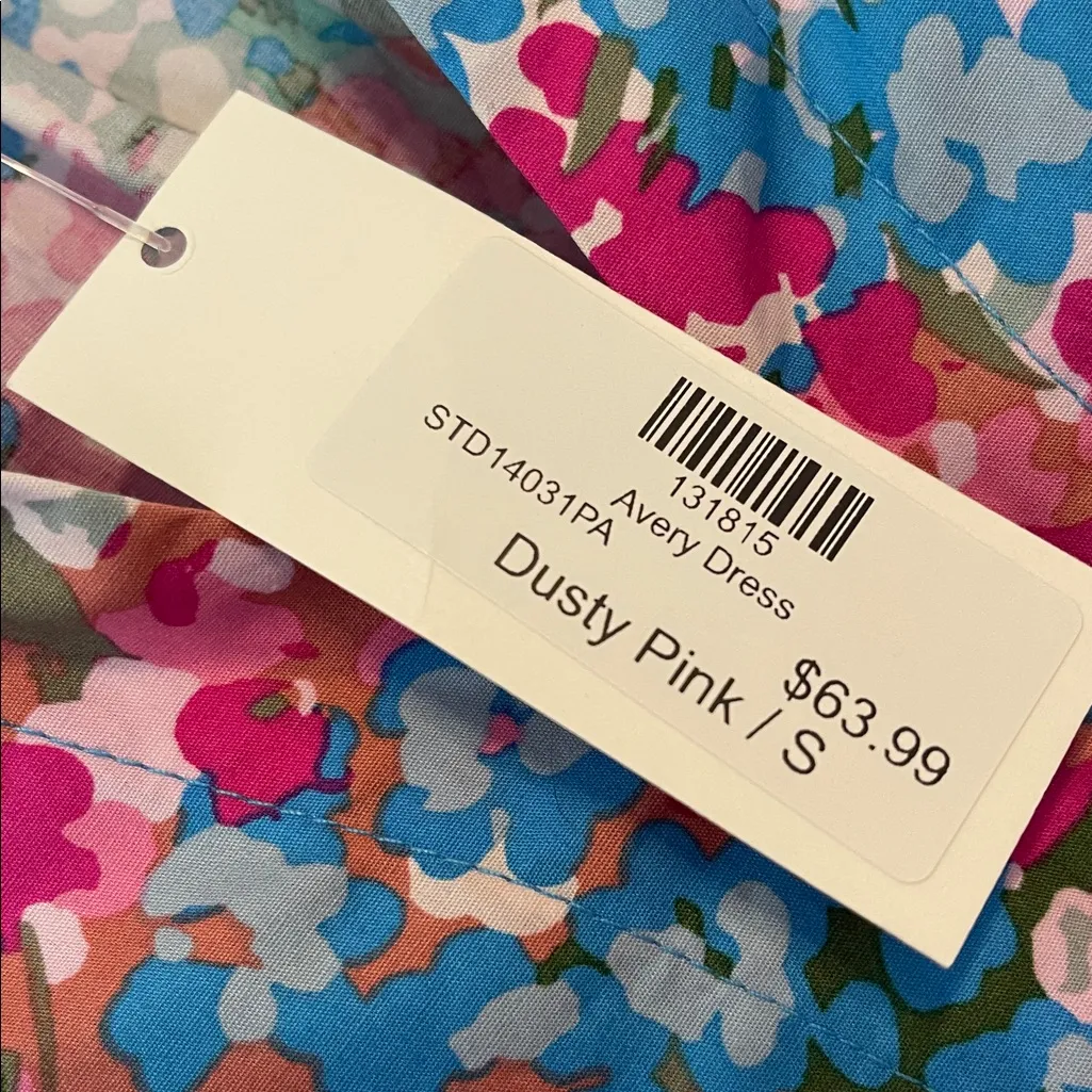 Avery Dusty Pink Floral Dress Blue - Image 2