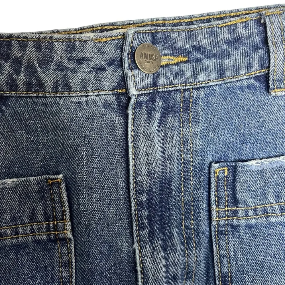 Amuse Society Women's 29 Brooke Jean High Waist Wide Leg Flared Denim Distressed - Image 3