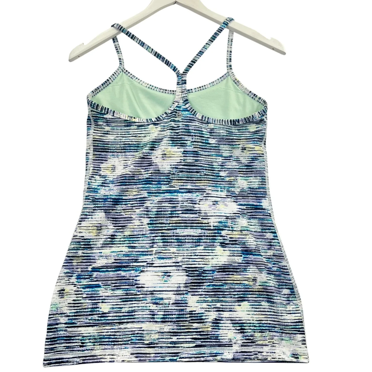 Lululemon Power Y Tank Top Blue White 6 Built in Bra Athletic Activewear  Yoga - Image 2