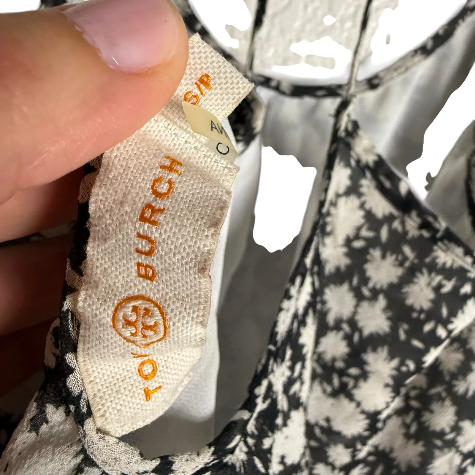 Tory Burch Black White Floral Silk Sleeveless Summer Mini Dress Size Small - Image 8