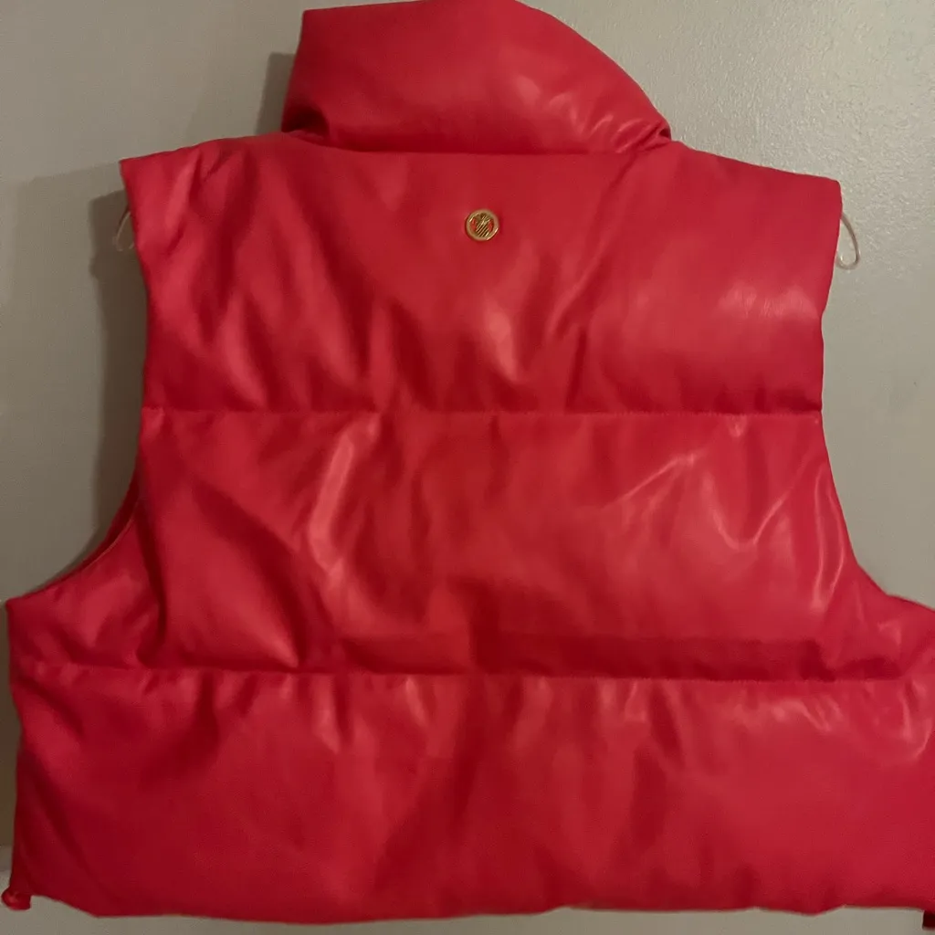 Simply Southern Faux Leather Puffer Vest NWT Size M - Image 3