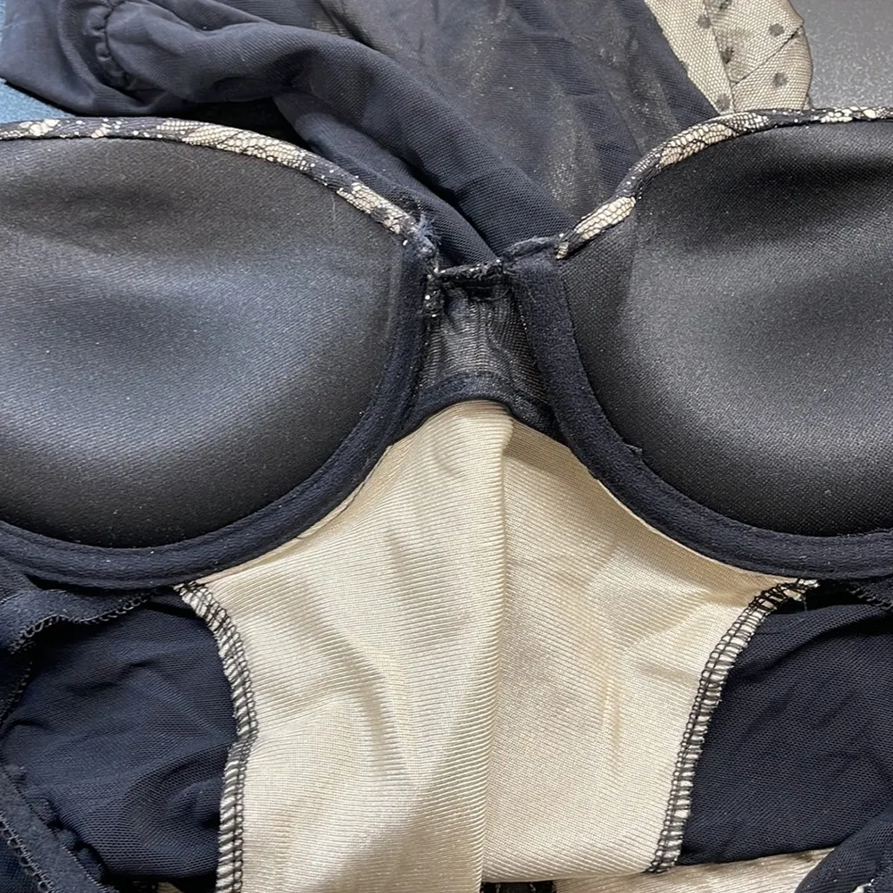 Seductivewear by Cinema Etoile Black Nude Sexy Dot Tule Lace Lingerie Medium - Image 8