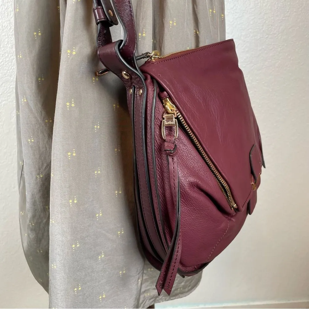 Kooba Leroy hobo crossbody handbag wildberry burgundy red NEW - Image 13