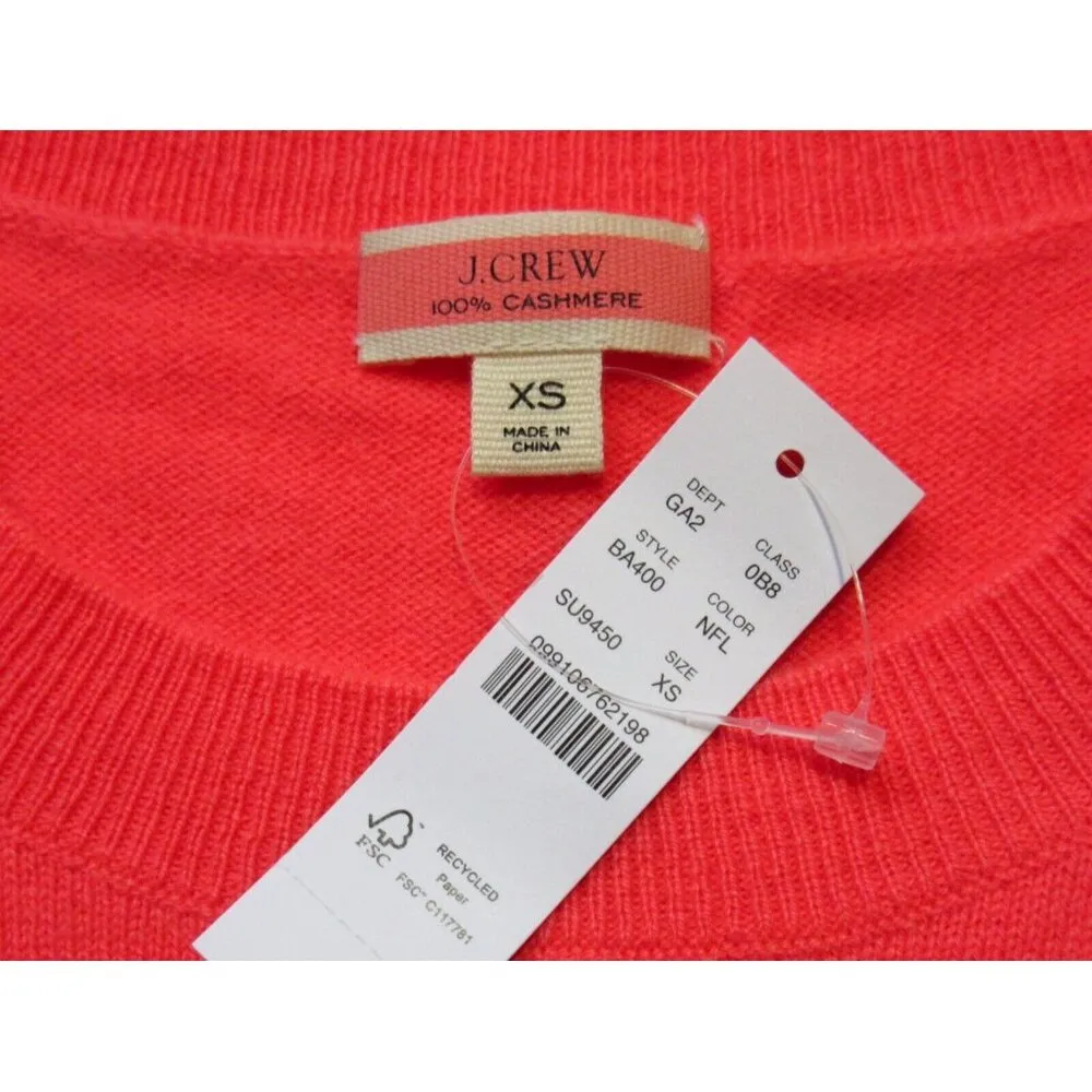 NWT J.Crew K1313 Cashmere Slim-Fit Crewneck in Neon Flamingo Sweater XS - Image 2