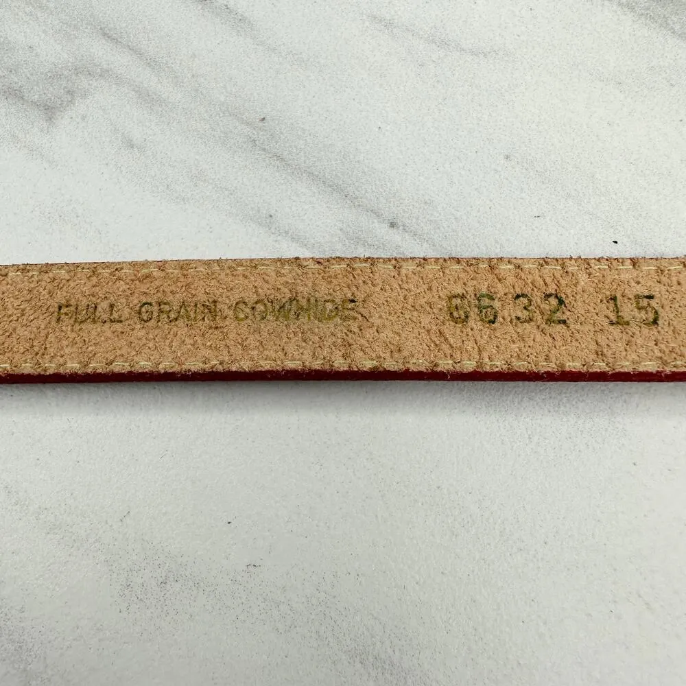 Vintage Red Skinny Full Grain Cowhide Leather Belt Size Small S Womens - Image 8