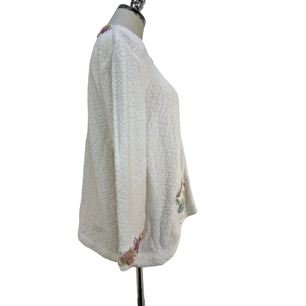 Vintage Nautical Beaded Cardigan Design Options by Philip and Jane Gordon White Size XL - Image 8