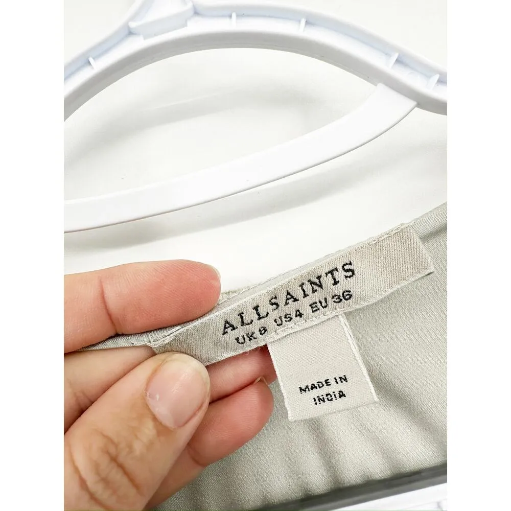 ALLSAINTS Dela Ngaru Cap Sleeve Wrap Dress In Soft Green Size 4 - Image 5