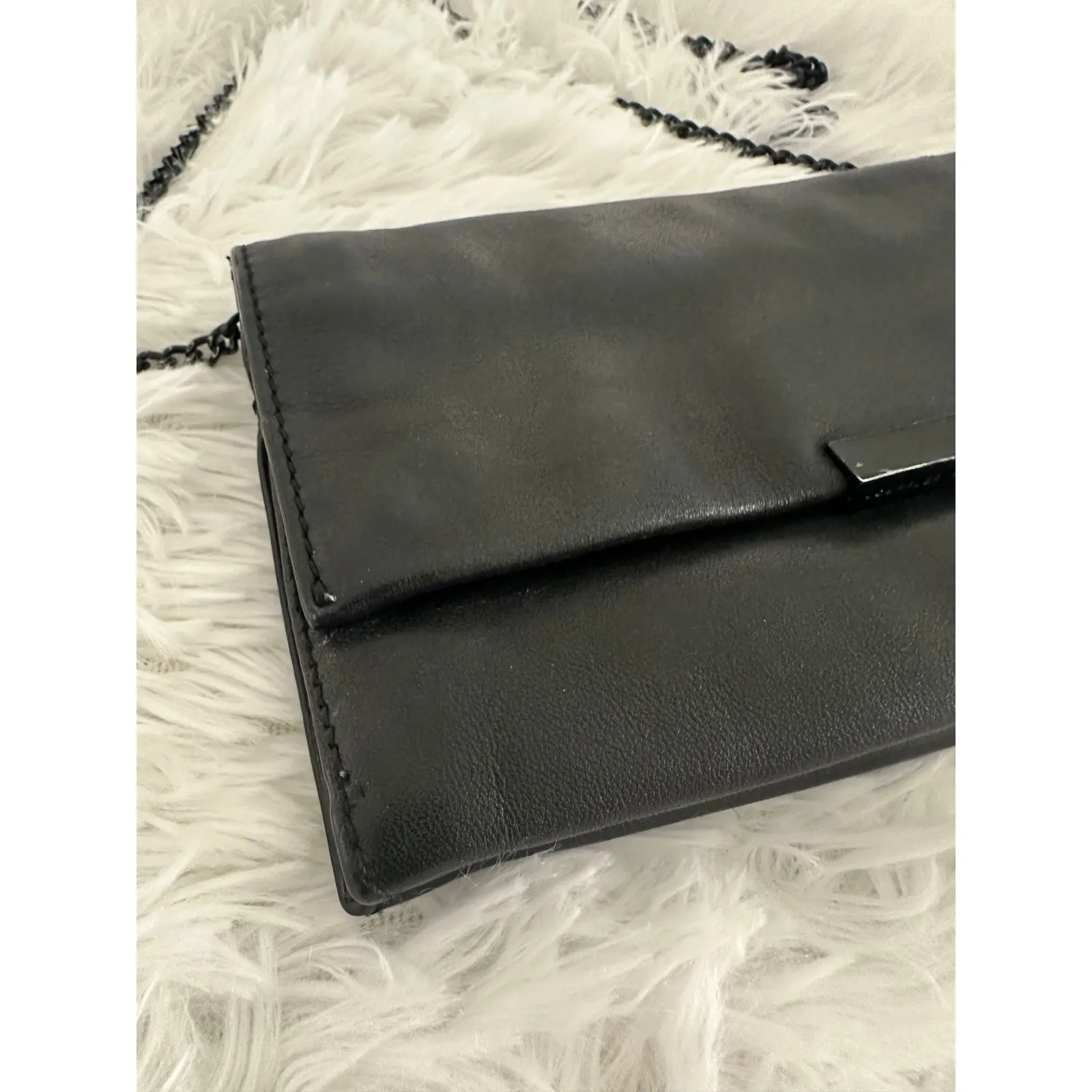 Loeffler Randall  Tab Black Leather Clutch Bag - Image 5