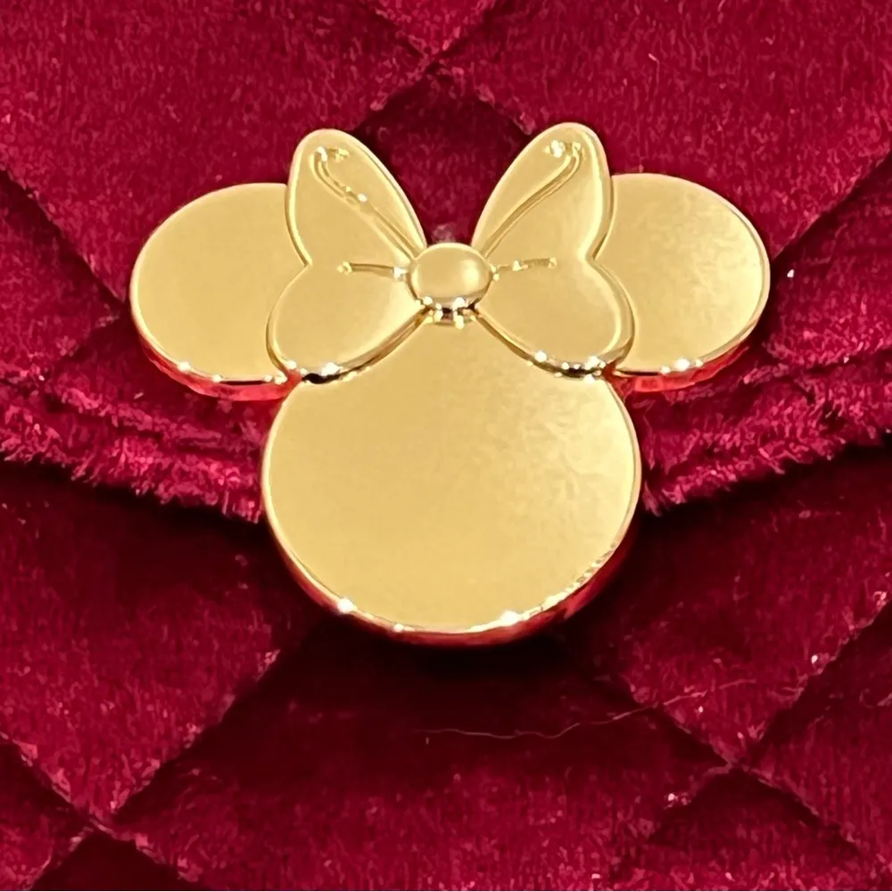 Disney Minnie Mouse Burgundy Quilted Velvet Crossbody Bag NWT - Image 11