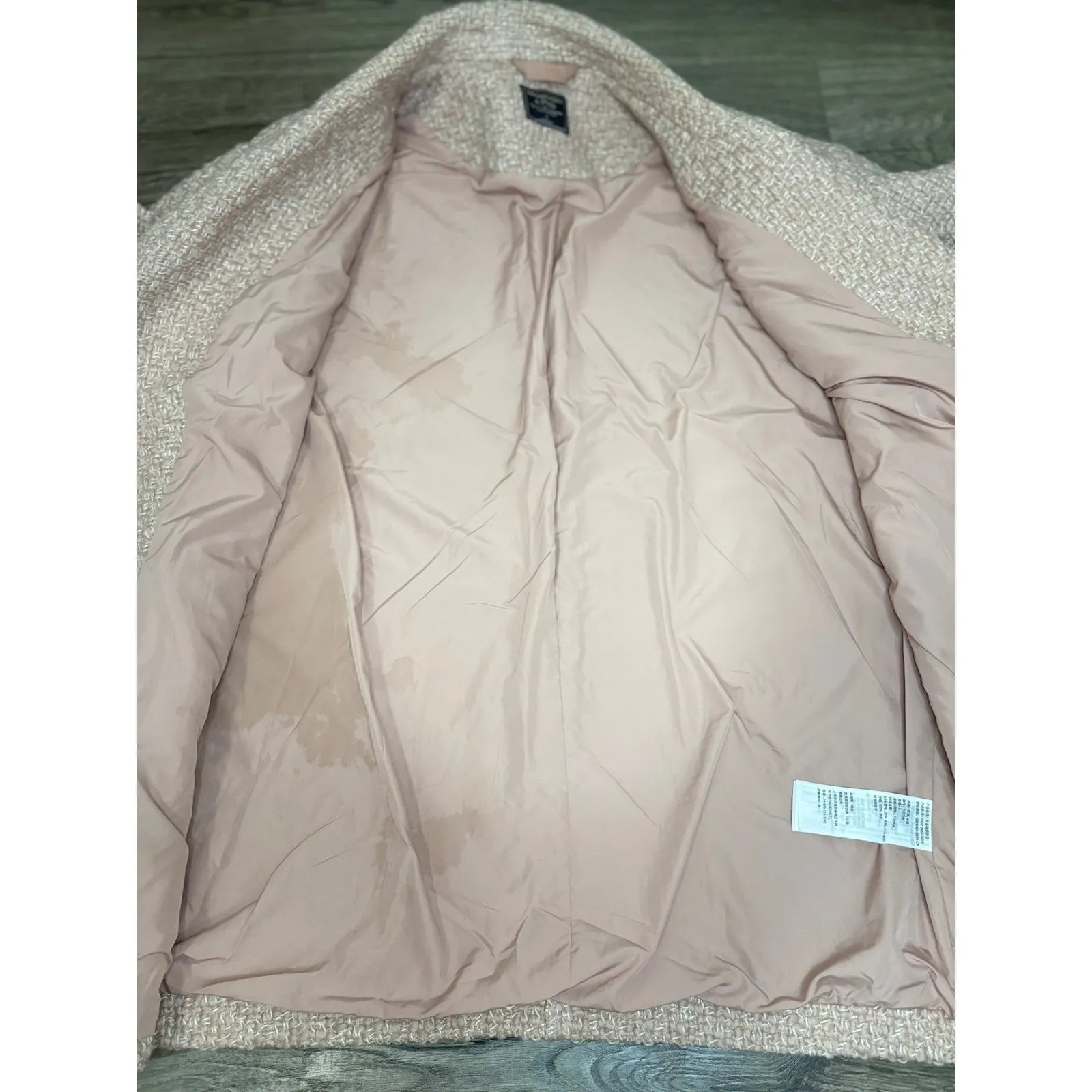 Abercrombie‎ & Fitch Womens Coat, Tweed  Long Sleeve, Overcoat, Blush Pink, L - Image 7