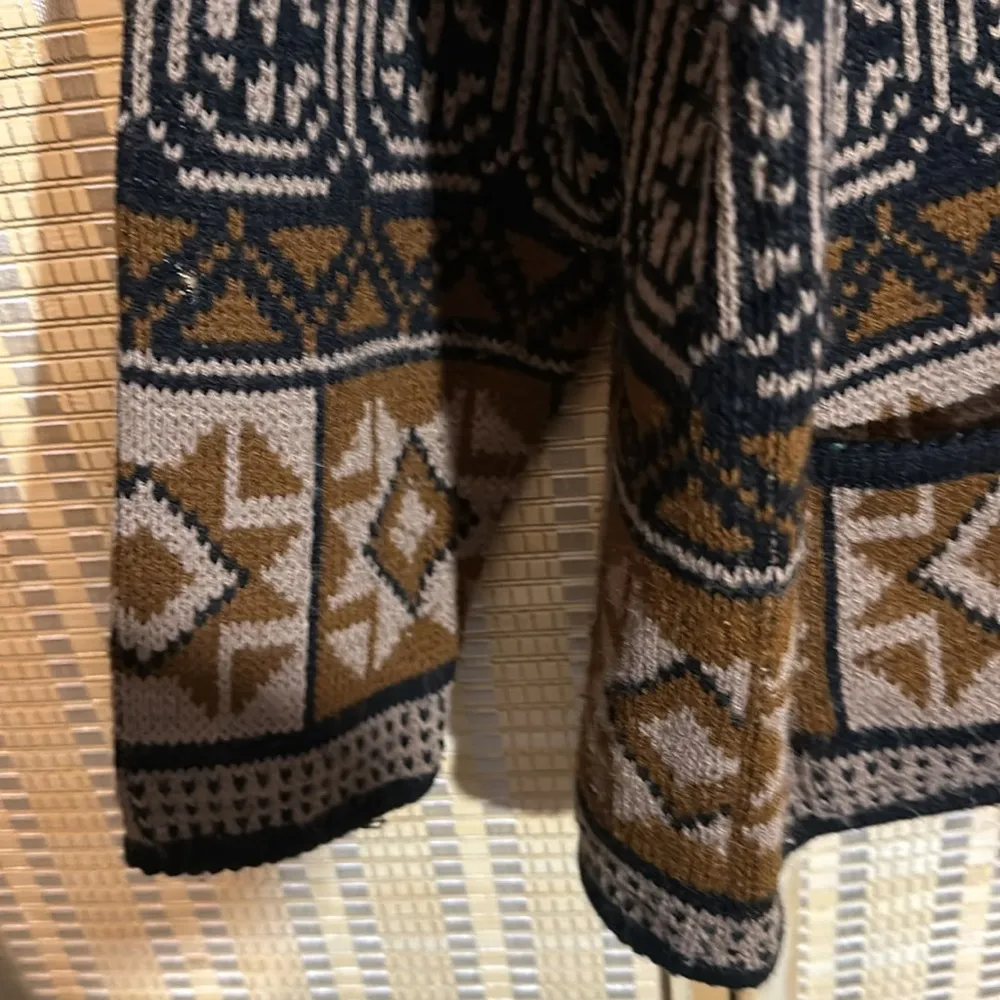 Tally Ho Vintage 1990s Y2K Black Shades of Brown Cardigan Sweater Geometric 3X - Image 9