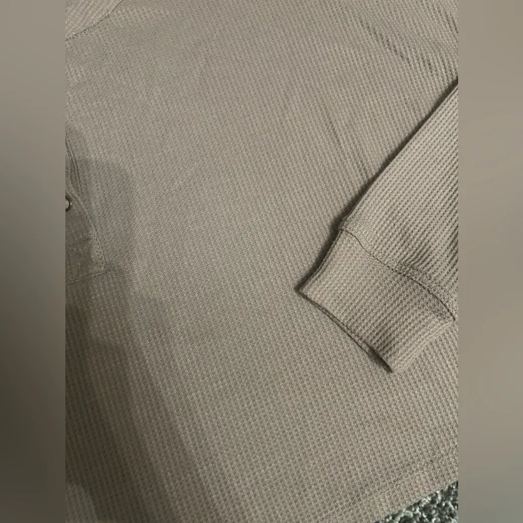 Trixxi Blush Pink Long Sleeve Henley Waffle Knit Ribbed Crop Top S - Image 5