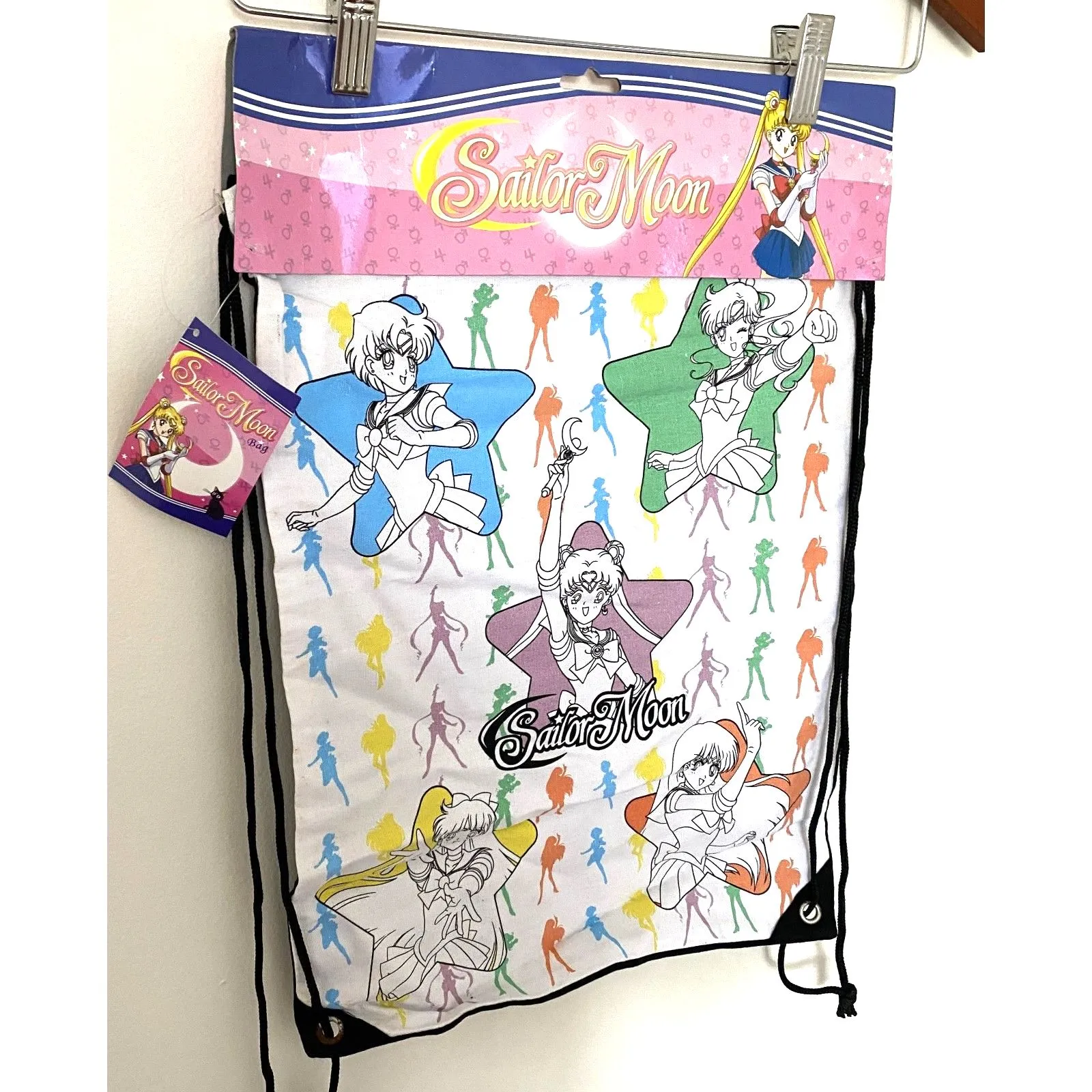 NWT Sailor Moon Inner Sailor Senshi Drawstring Backpack Lightweight 16.5" x 13" Black - Image 3