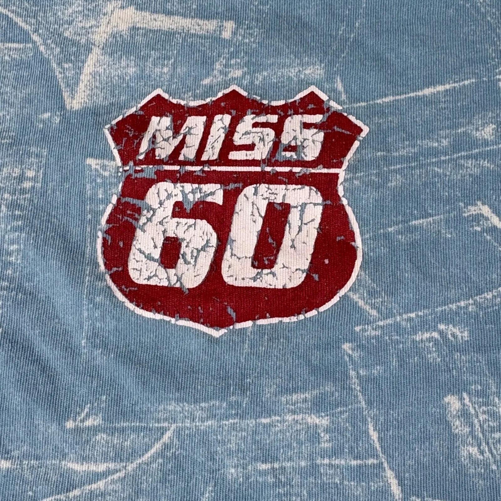 Y2K Miss Sixty x Urban Outfitters Blue Graphic Tank Top Route 60 Denim Print (S) - Image 6