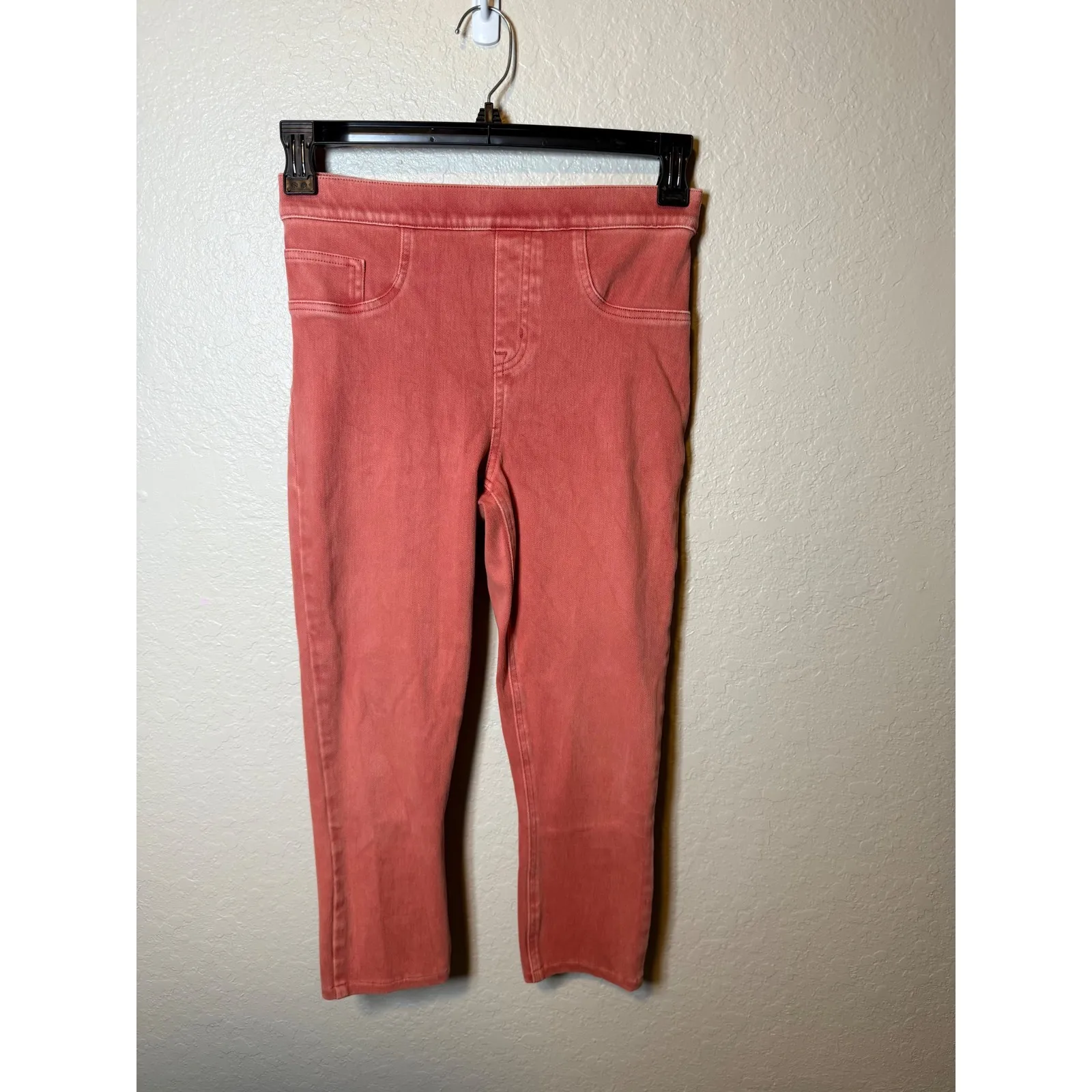 SPANX Women's Pull On Ankle Ponte Knit Pants Coral Medium Comfort Stretch - Image 2