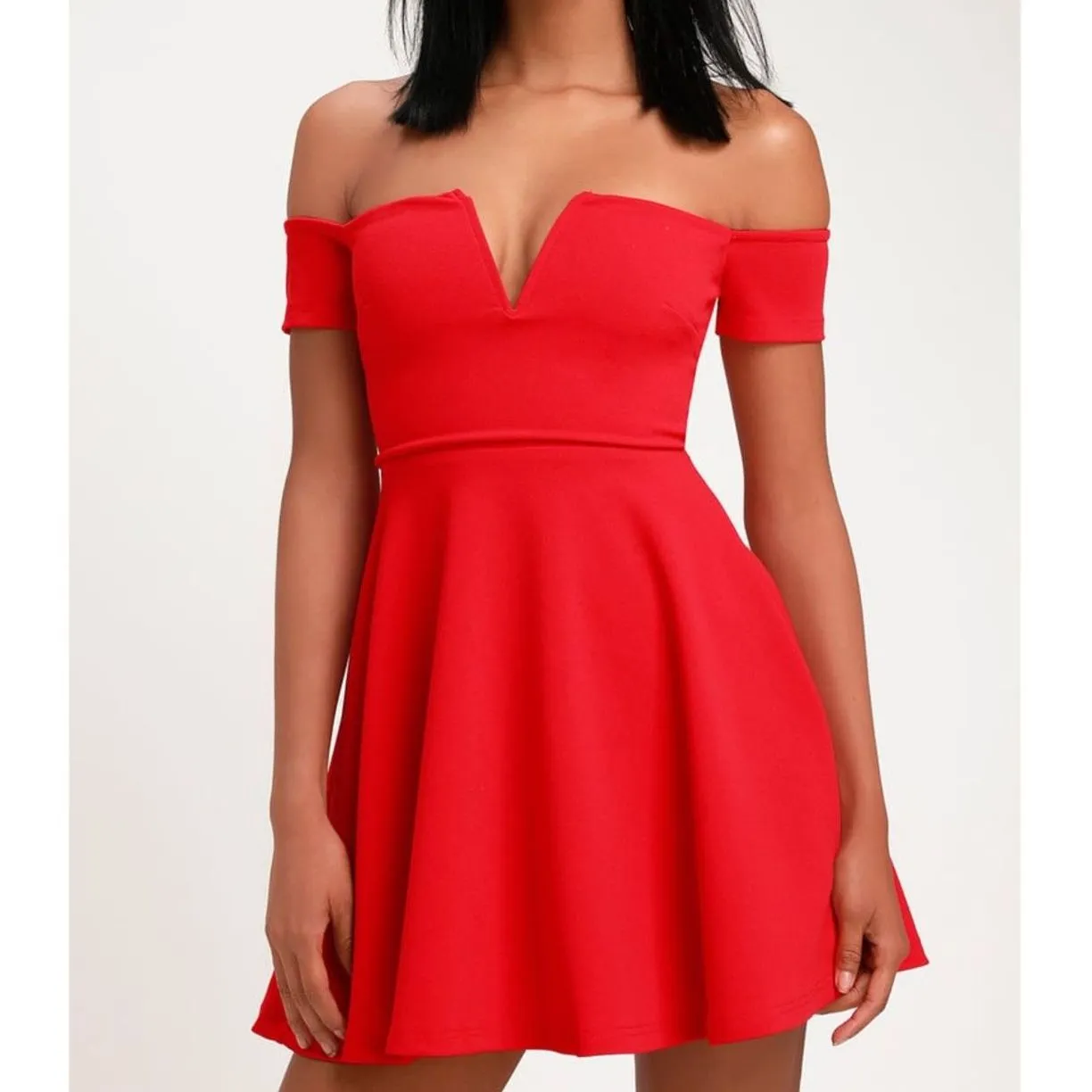 Lulus | Play the Party Red Off the Shoulder Skater Dress Size Large NWT Prom - Image 2