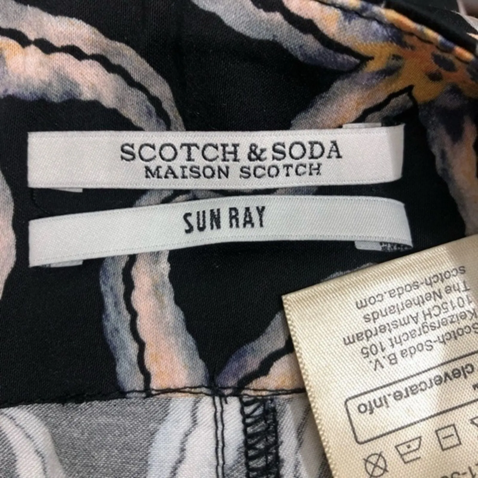 Scotch & Soda Black Starfish Sun Ray Printed Belted Shorts XS NWT - Image 9