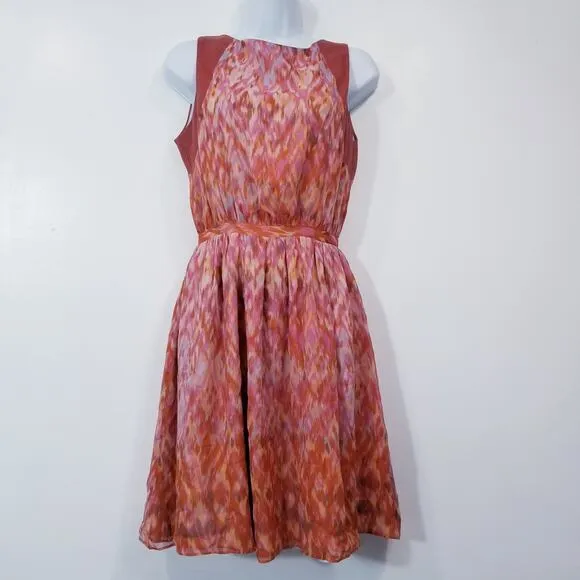 Hunter Dixon New York Vegan Leather Trim Dress Orange - Image 2